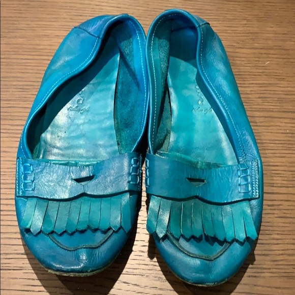 Kudeta Turquoise leather loafers. - Picture 1 of 5